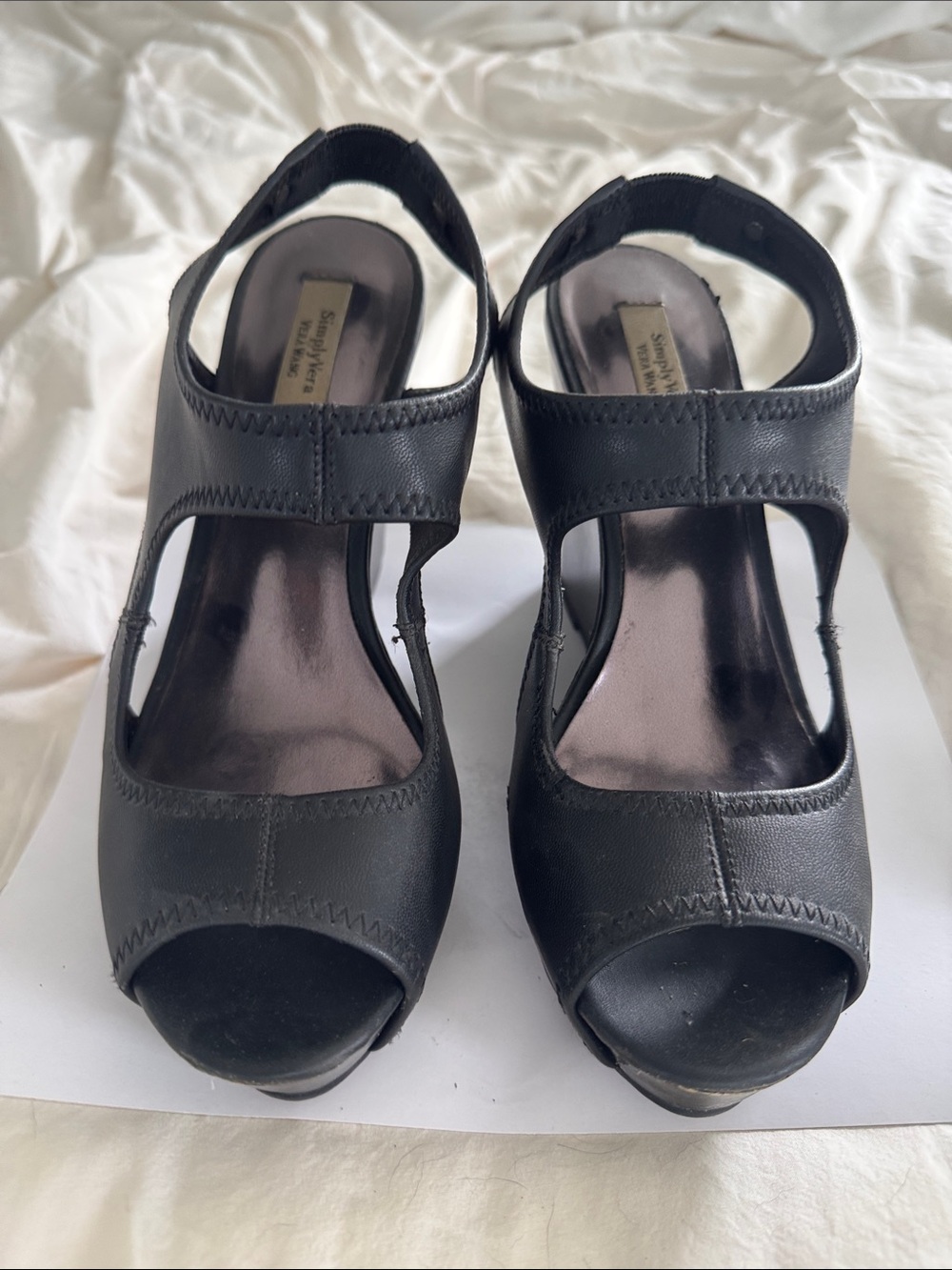 Simply Vera Vera Wang Black Open-Toe Slingback Heels